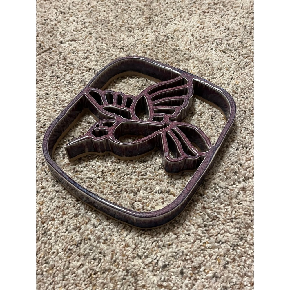 Bay Pottery Ceramic Hummingbird Humming Bird Trivet Purple Wall Art